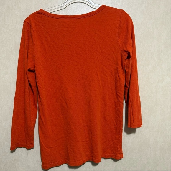 J Crew Orange 3/4 Sleeve Scoop Neck Painter T Shirt - Picture 3 of 4